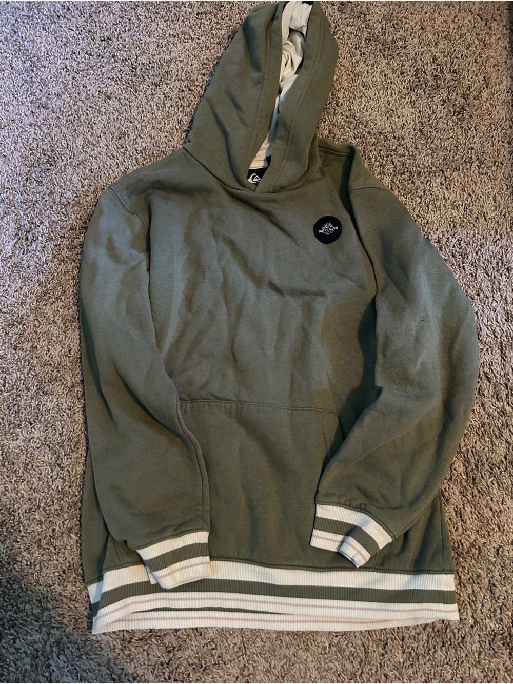 Olive green and cream kids hoodie